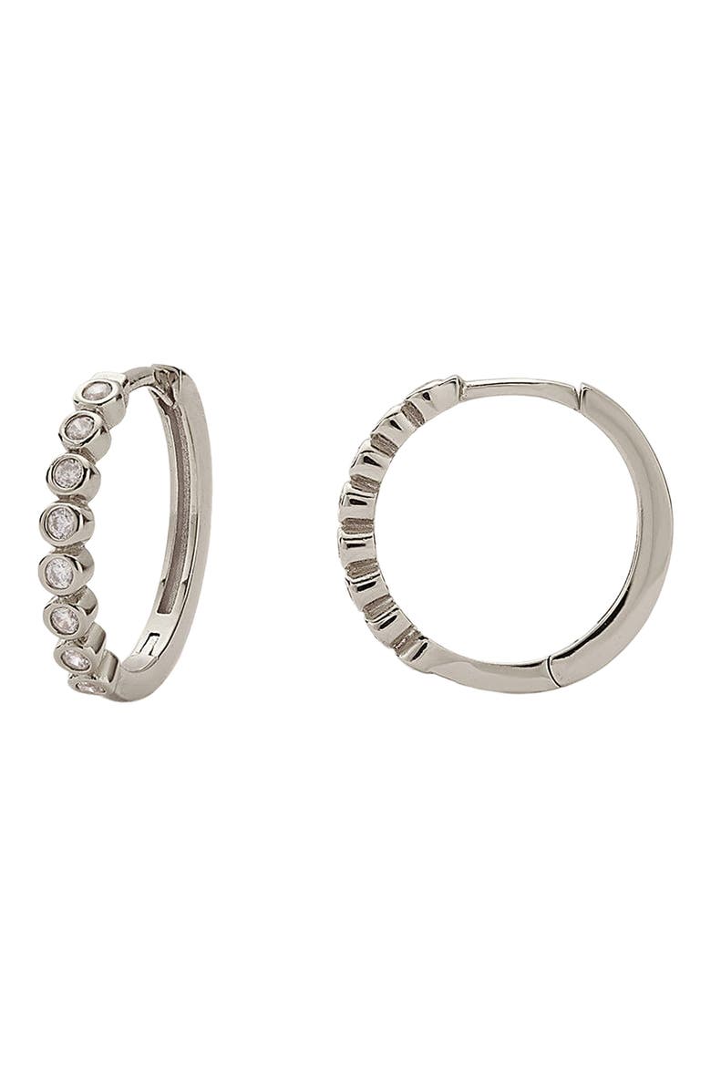 Poppy Cubic Zirconia Hoop Earrings, Main, color, SILVER
