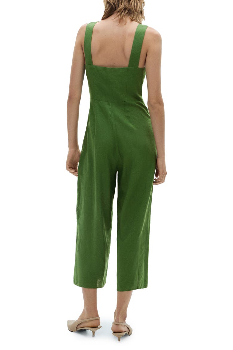 Straight Leg Linen Blend Jumpsuit, Alternate, color, GREEN