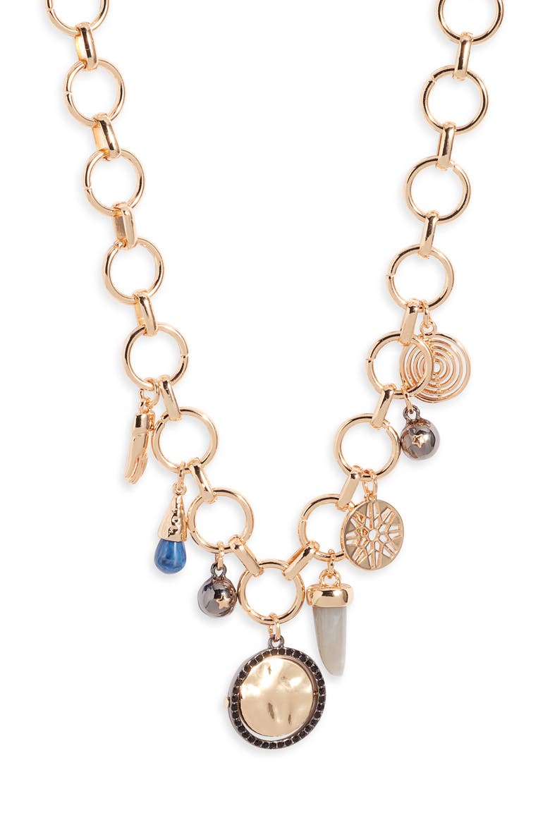 Eclectic Charm Collar Necklace, Main, color, BLUE- BLACK- GOLD