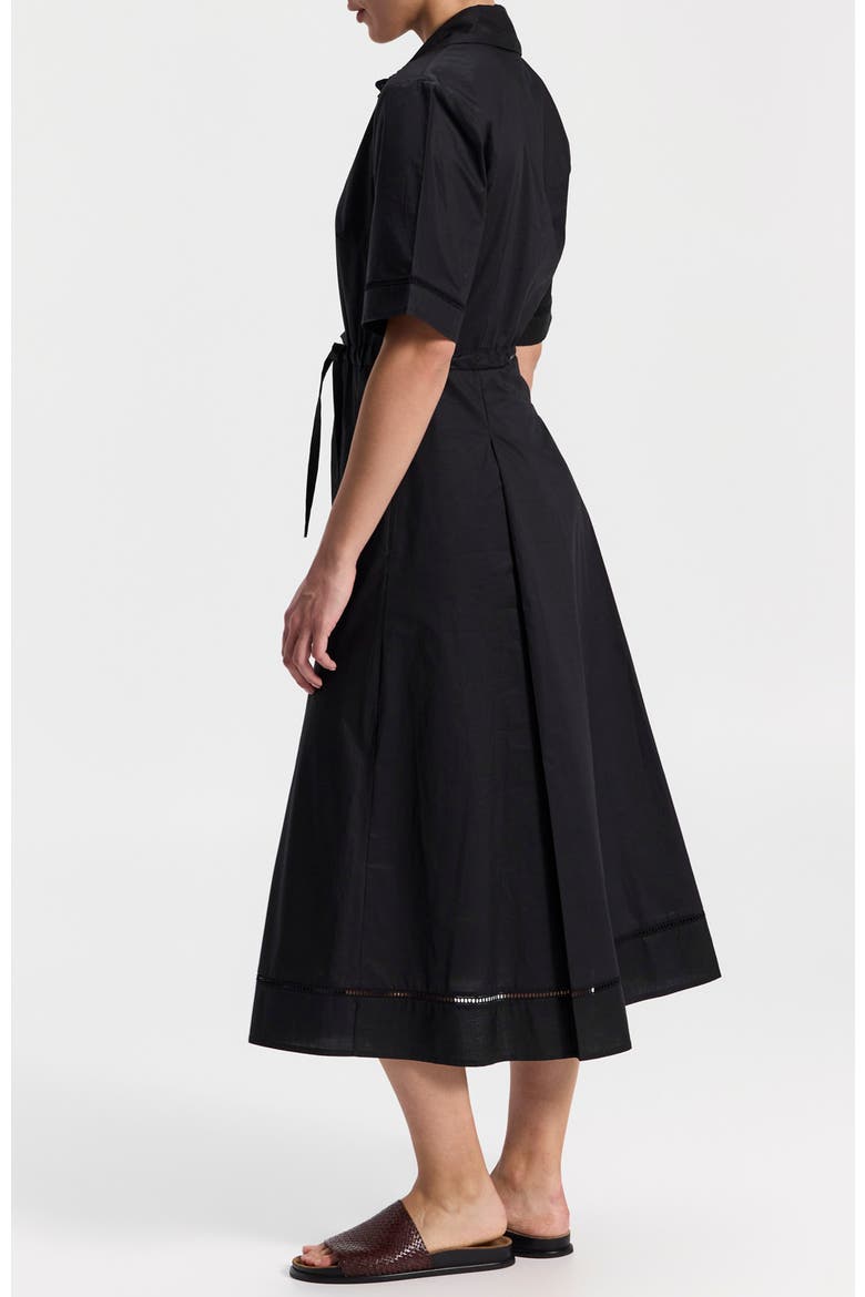 Dar Collared Short Sleeved Midi Dress, Alternate, color, Black