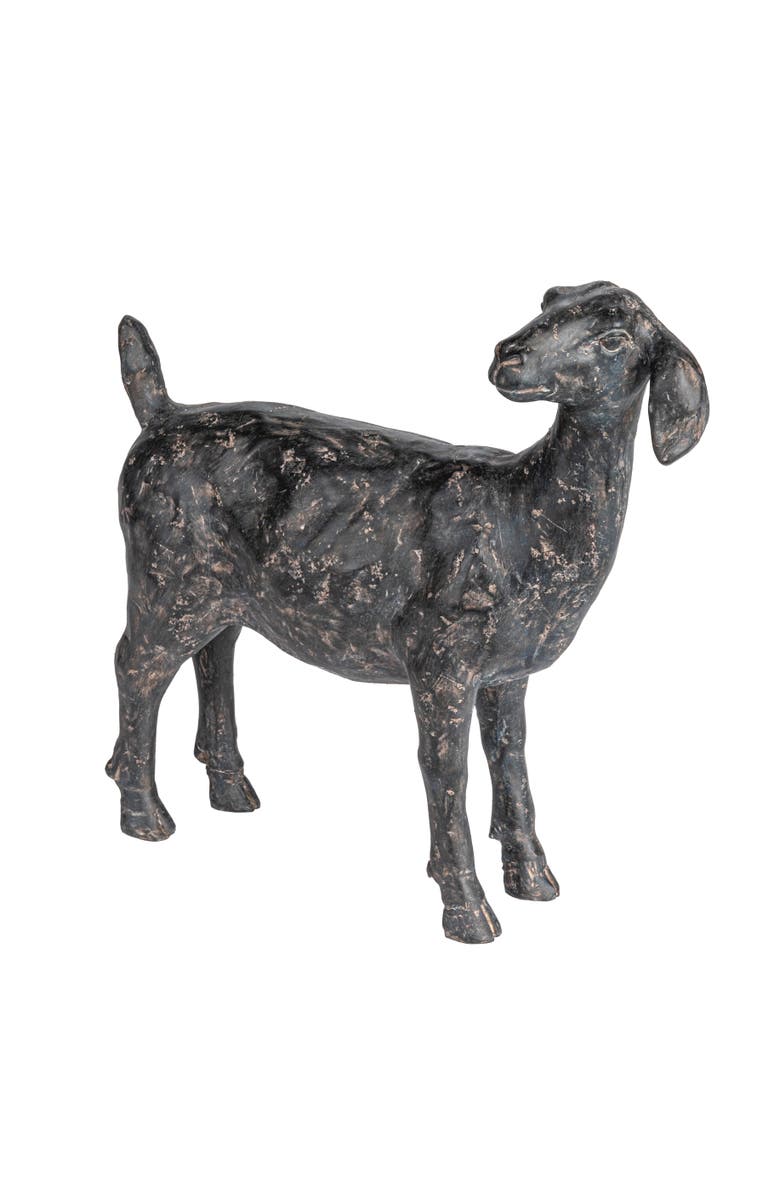 Storied Home Resin Standing Goat Accent Décor with Cast Iron Finish, Black, Main, color, Black