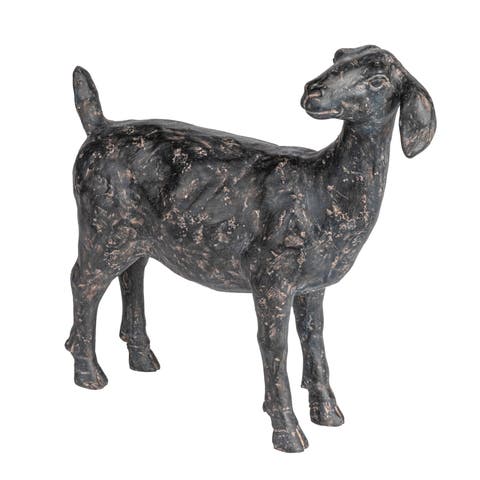Resin Standing Goat Accent Décor with Cast Iron Finish, Black