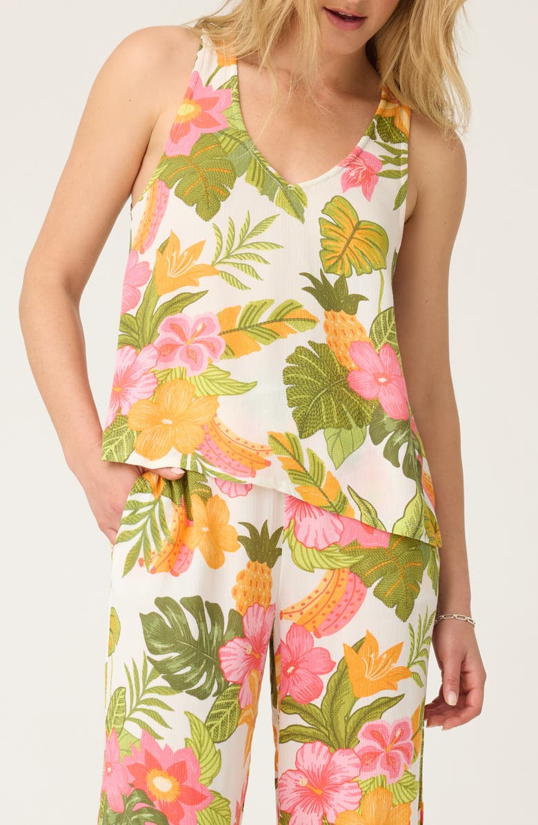 PJ Salvage Copacabana Print Gauze Sleep Tank, Main, color, Ivory