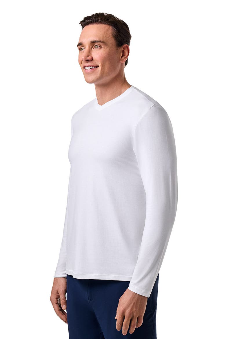 Men's Morada V-Neck Long Sleeve T-Shirt, UPF 50+ Sun Protection, Alternate, color, White