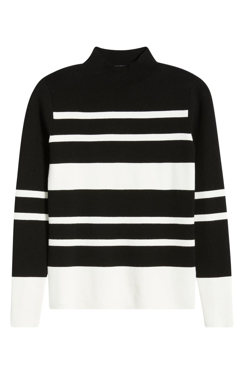Elie Tahari The Clio Stripe Sweater, Main, color, Noir/ Sky White