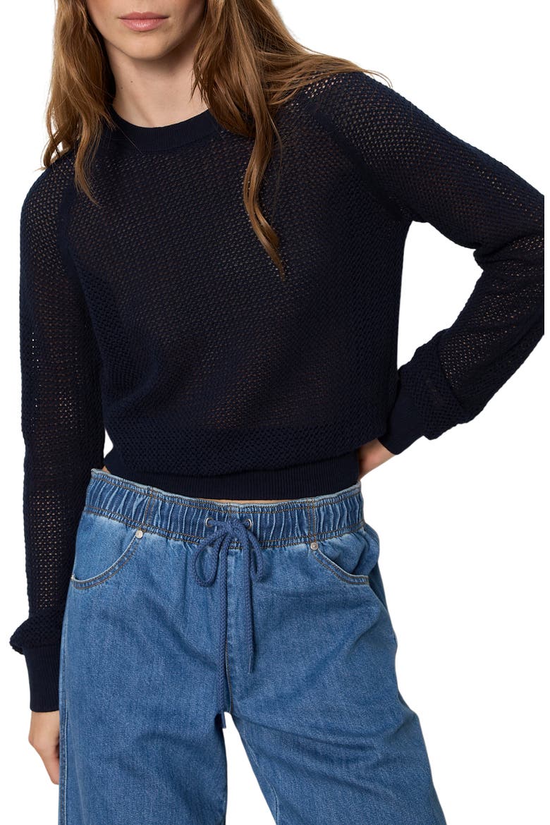 Soleil Open Stitch Sweater, Main, color, NAVY BLUE