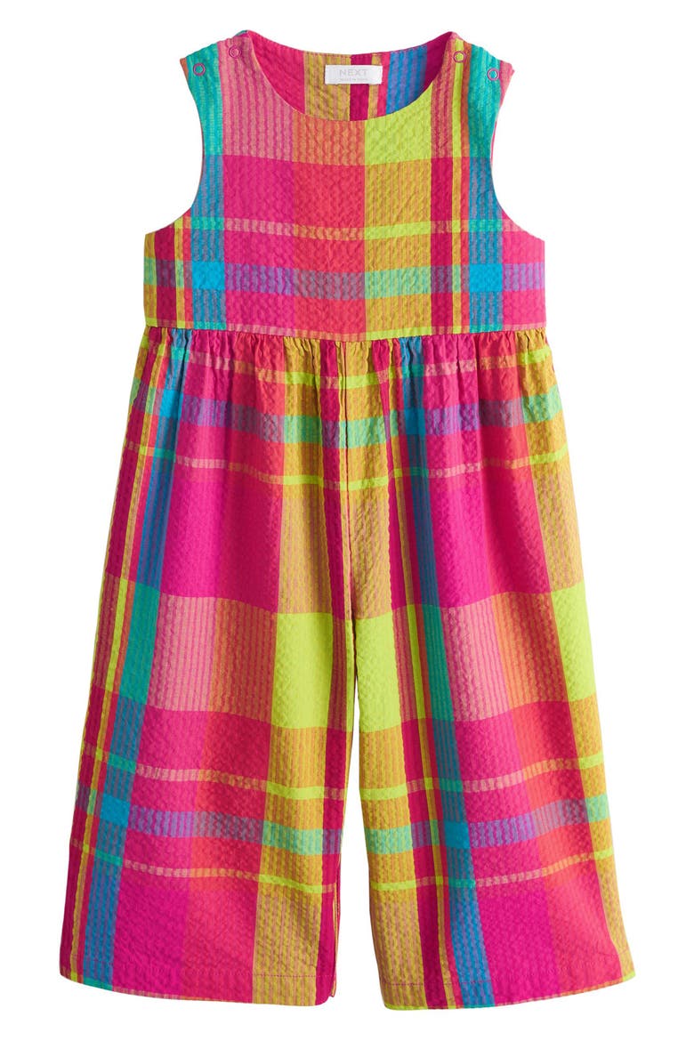 Kids' Rainbow Check Jumpsuit, Main, color, PLAID ORANGE MULTI