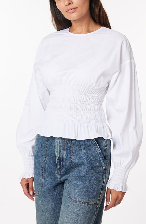 SCOTCH & SODA SCOTCH & SODA SMOCKED BALLOON SLEEVE COTTON PEPLUM TOP