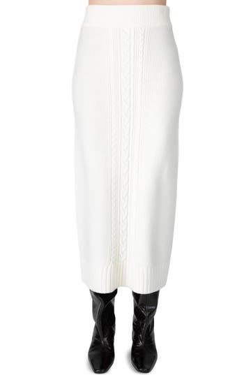Derek Lam 10 Crosby Valentin Cable Stitch Wool Skirt In Gray
