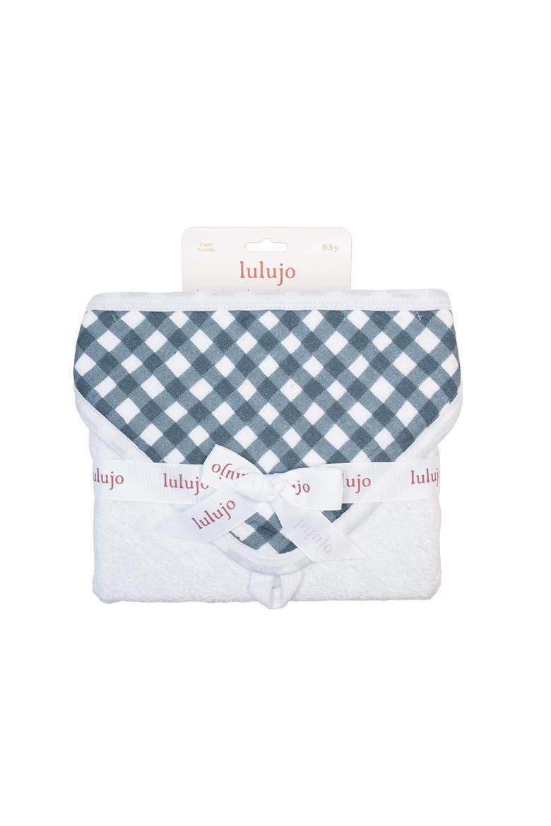 Hooded Towel, Alternate, color, Navy Gingham