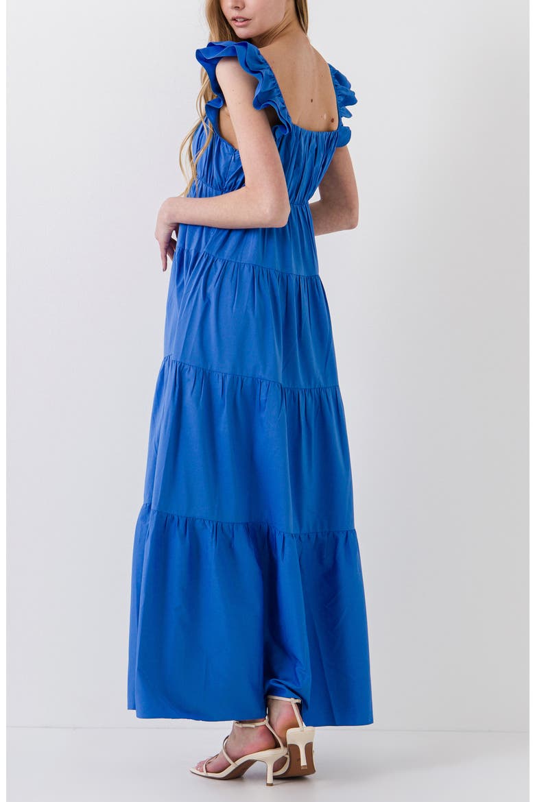 Ruffle Sleeve Maxi Dress, Alternate, color, BLUE