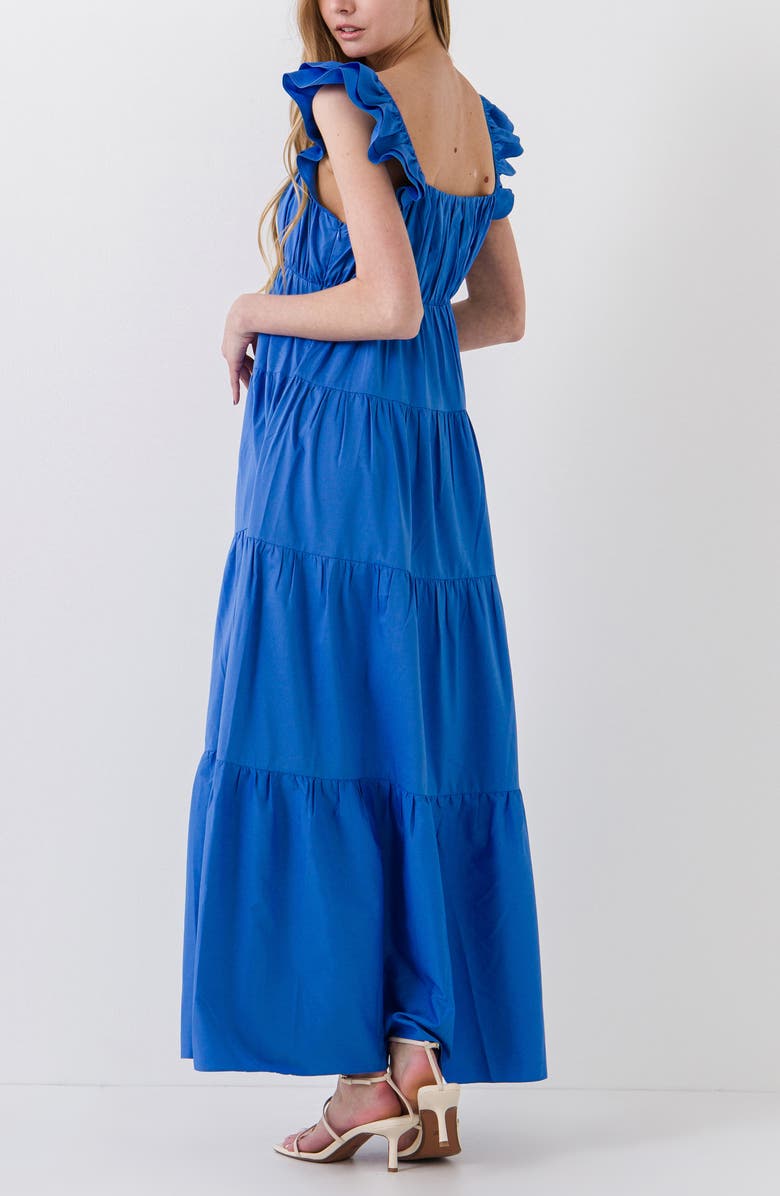 Free the Roses Ruffle Sleeve Maxi Dress, Alternate, color, Blue