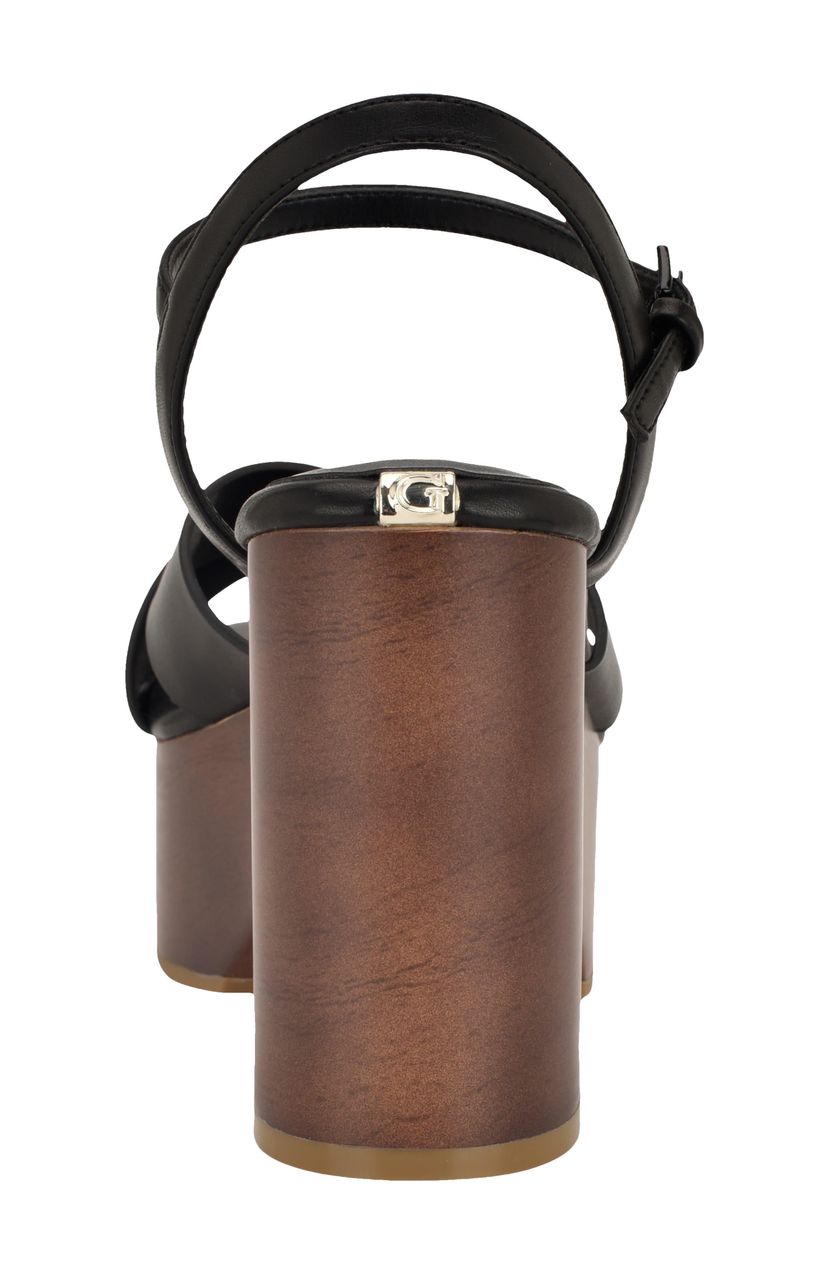 GUESS Qeelin Ankle Strap Platform Sandal, Alternate, color, Black