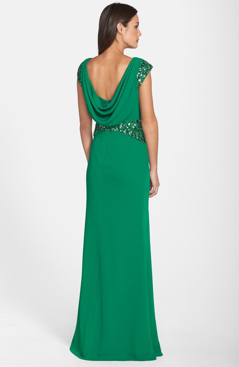 Pamella, Pamella Roland Embellished Crepe Gown, Alternate, color,