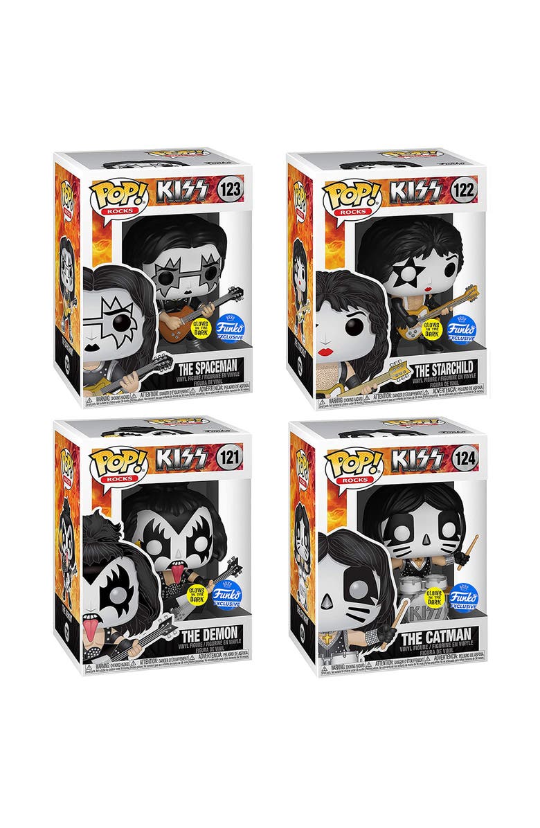 Funko Pop! Kiss Band Set Glow In The Dark Collectible Set Online Exclusive, Alternate, color, Multicolored