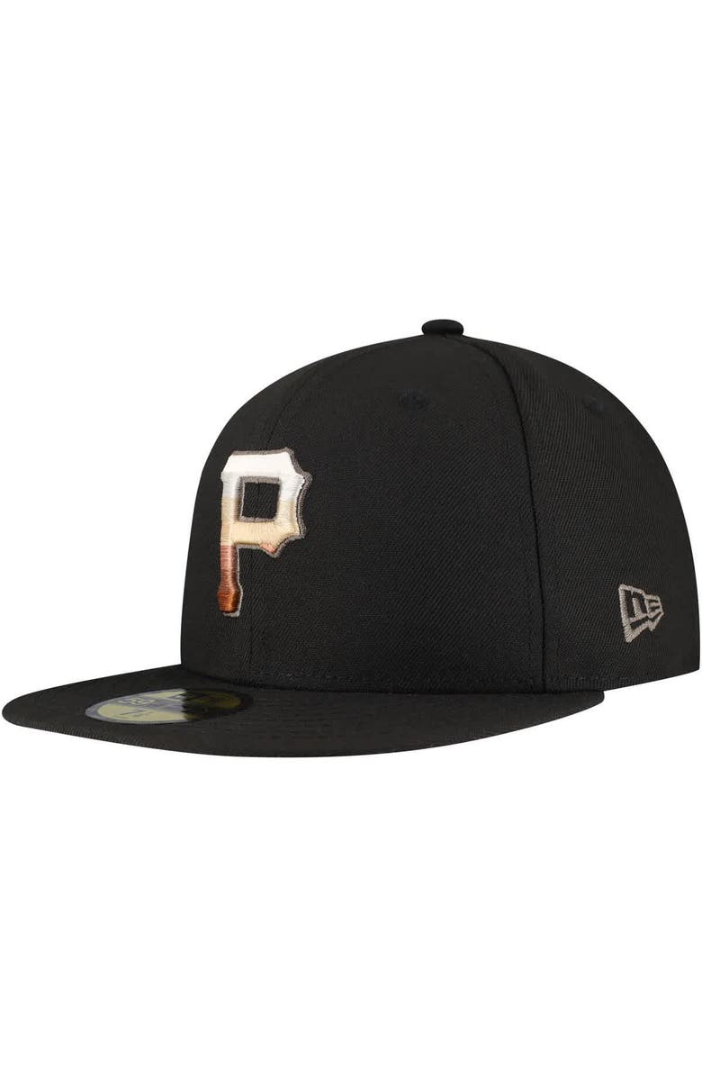 New Era Men's New Era Black Pittsburgh Pirates Dune Gradient Side Patch 59FIFTY Fitted Hat, Alternate, color, Black