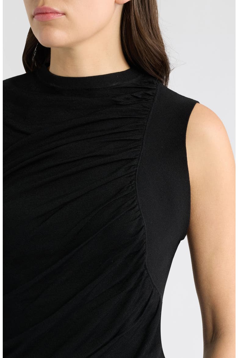 Semisheer Ruched Top, Alternate, color, BLACK