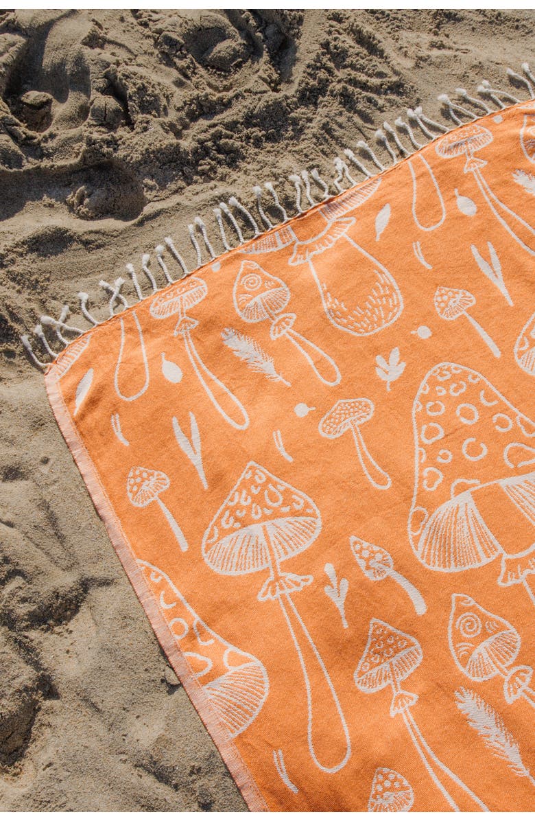 InfuseZen Mushroom Sand Resistant Organic Turkish Towel, Alternate, color, Orange