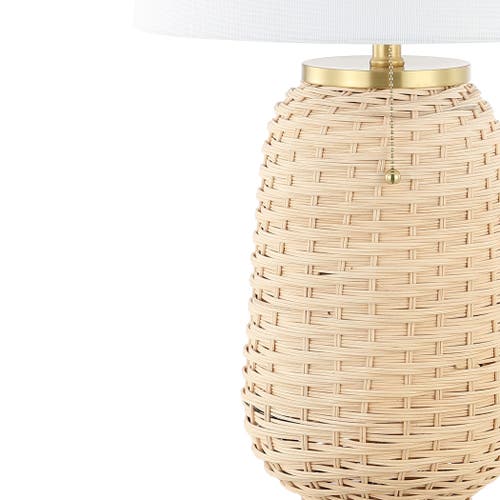 Jonathan Y Chakrii 25" Rustic Bohemian Iron/rattan Led Table Lamp With Pull-chain In Light Brown