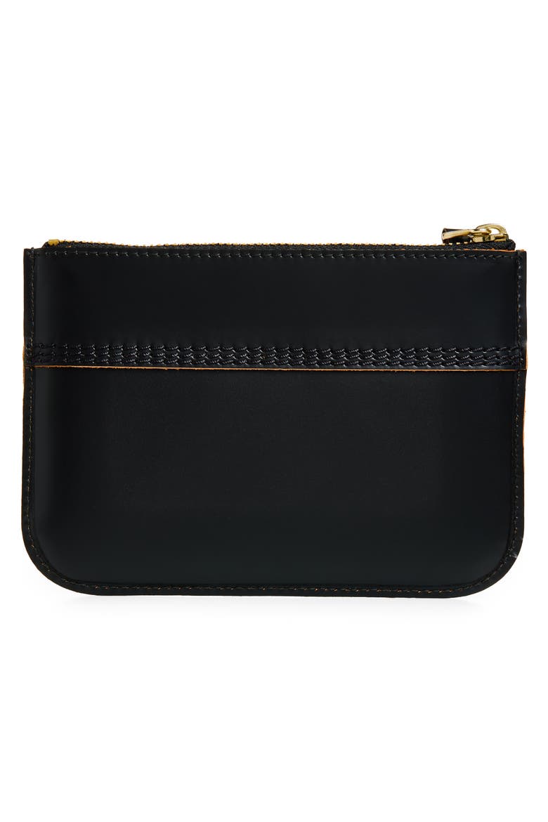 Triple Stitch Leather Zip Pouch, Alternate, color, BLACK