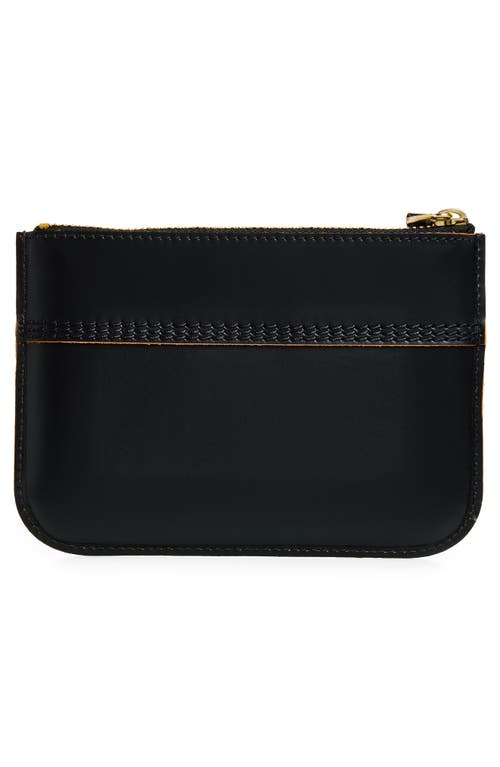 Comme Des Garçons Wallets Triple Stitch Leather Zip Pouch In Black