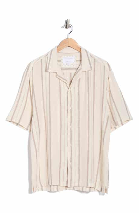 DENIM AND FLOWER Stripe Linen Blend Camp Shirt