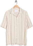 DENIM AND FLOWER Stripe Linen Blend Camp Shirt