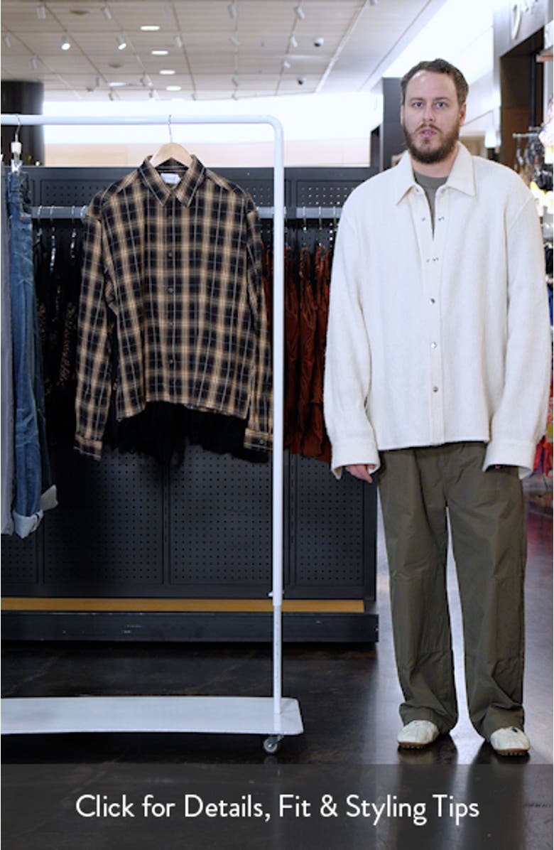 Relaxed Fit Flannel Crop Button-Up Shirt, sales video thumbnail