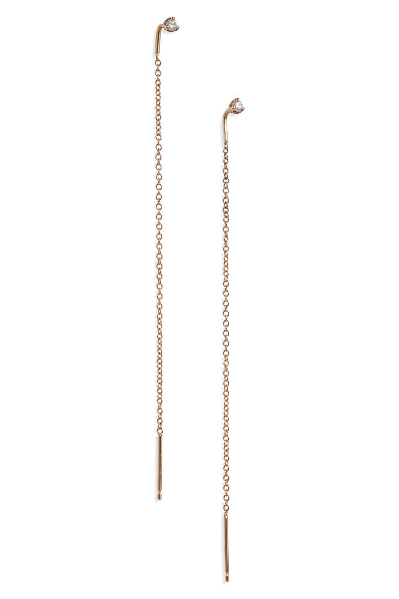 Diamond Threader Earrings, Main, color, YELLOW GOLD