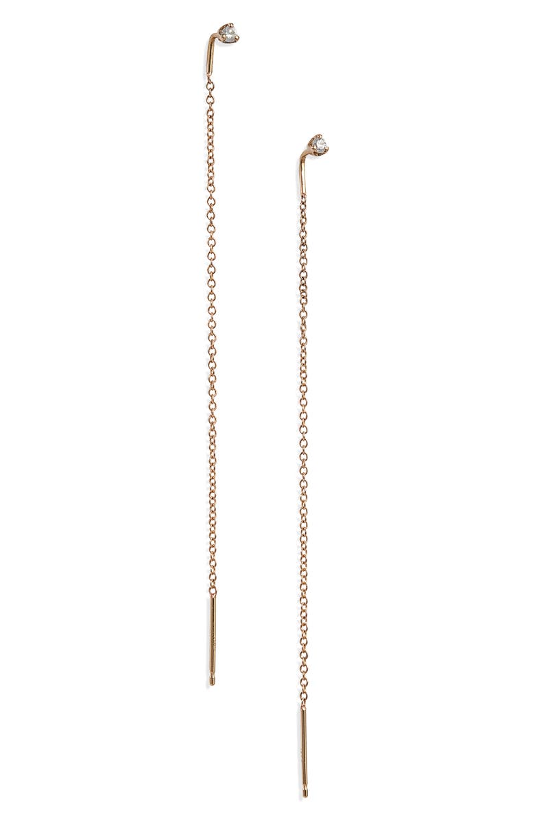 Zoë Chicco Diamond Threader Earrings, Main, color, Yellow Gold