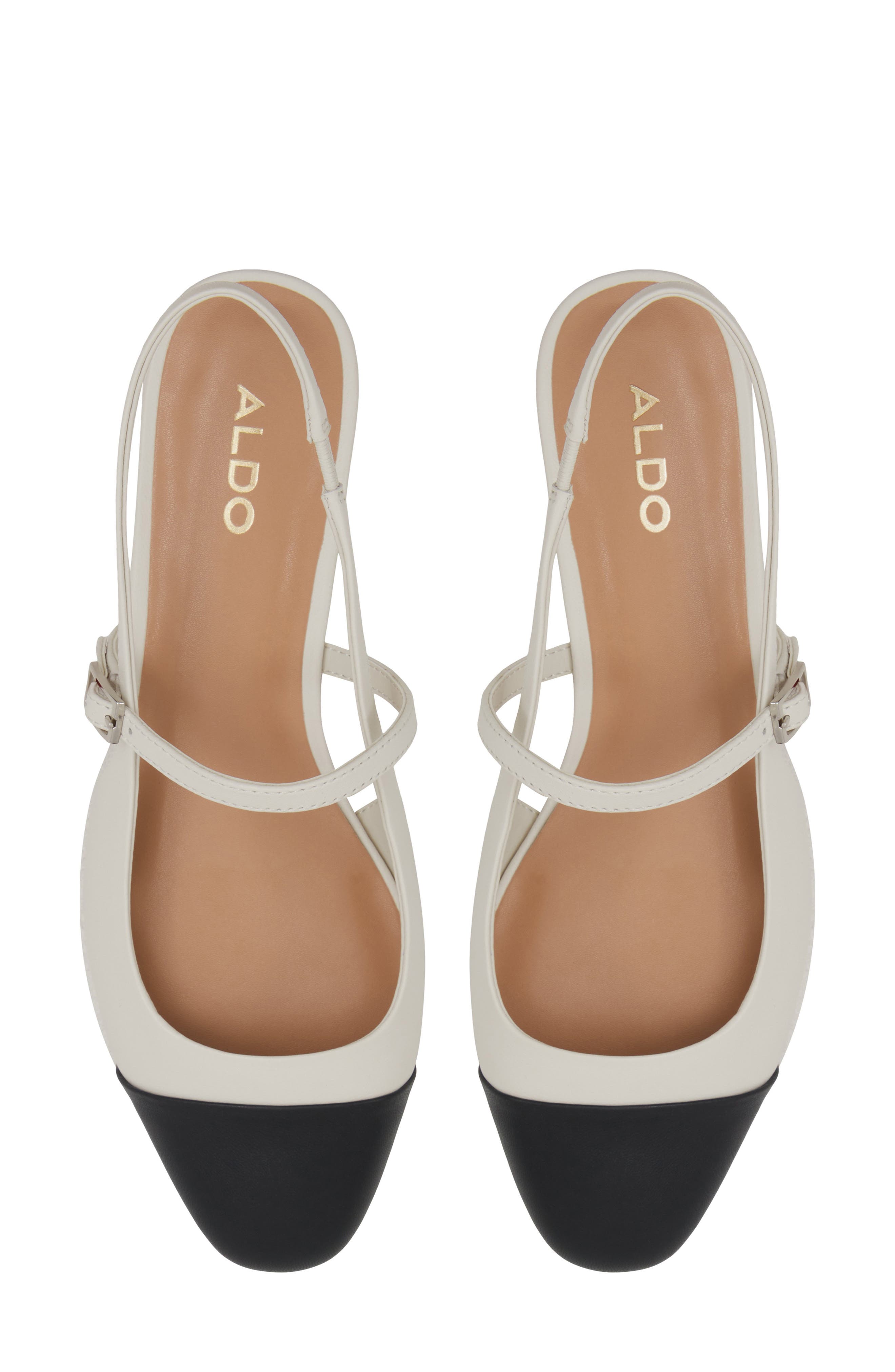 Sadey Slingback Mary Jane Cap Toe Flat, Alternate, color, WHITE/ BLACK