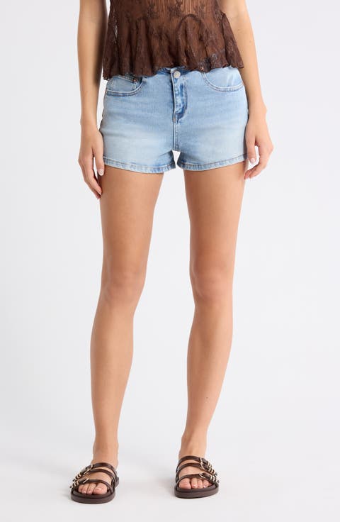Binded Waistband Denim Shorts