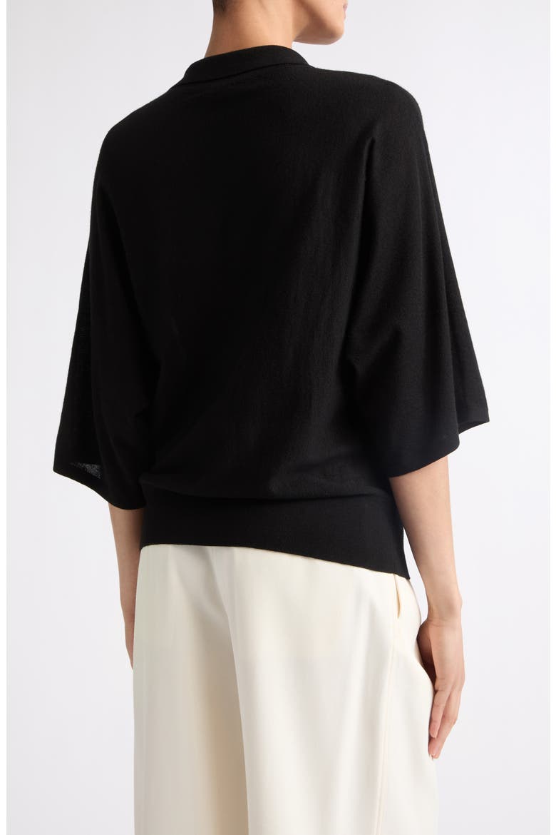 Norie Cashmere Polo Sweater, Alternate, color, BLACK