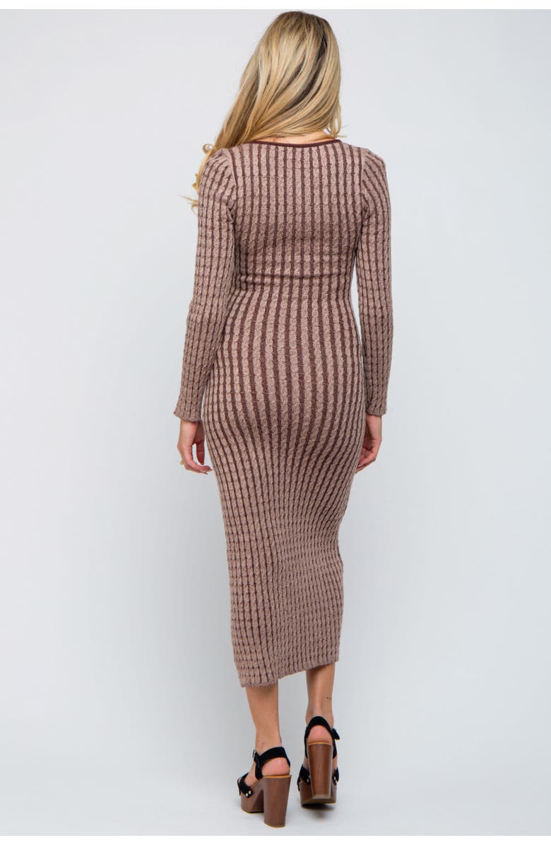 PinkBlush Cable Knit Fitted Midi Dress, Alternate, color, Brown