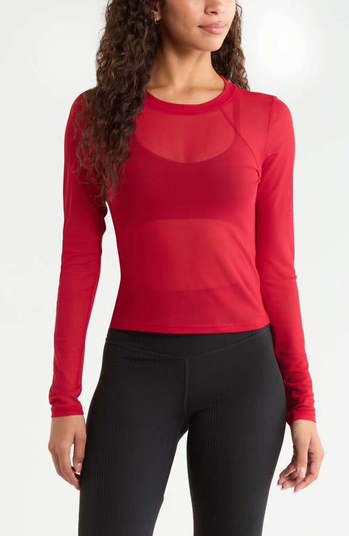 Zella Mesh Mix Long-sleeve Tee In Red
