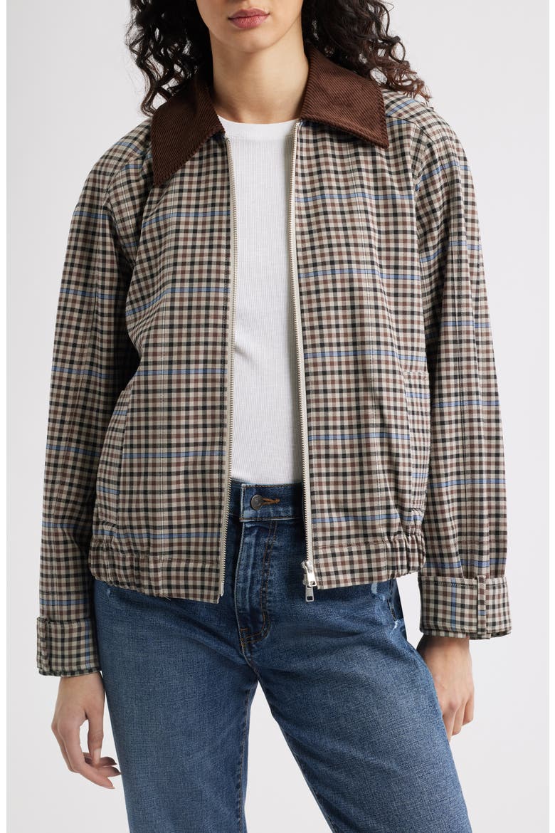 York Corduroy Collar Check Jacket, Main, color, MOCHA CHECK