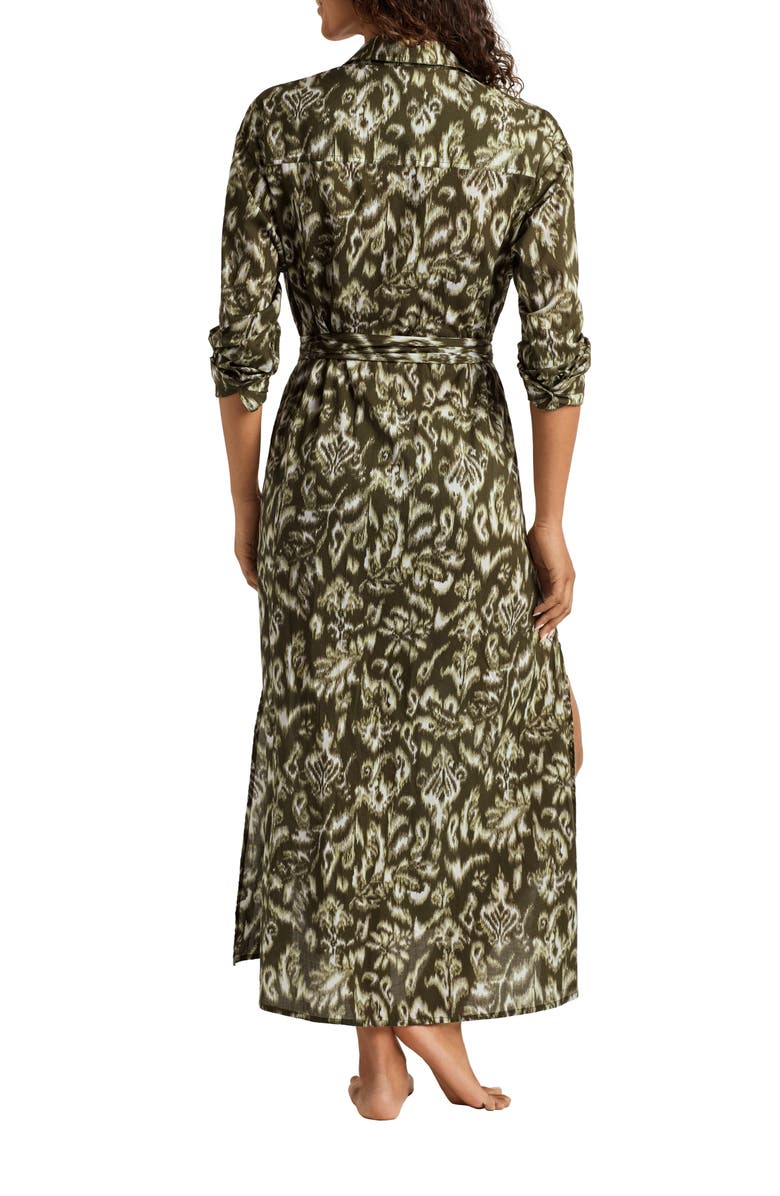 Lauren Ralph Lauren Print Midi Cover-Up Shirtdress, Alternate, color, Olive Multi
