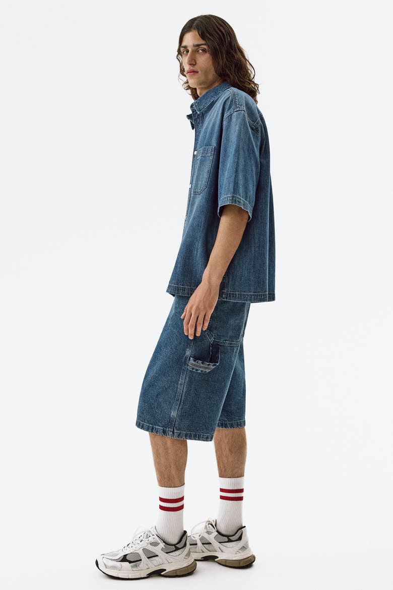 Oversized Fit Carpenter Shorts, Alternate, color, Denim blue