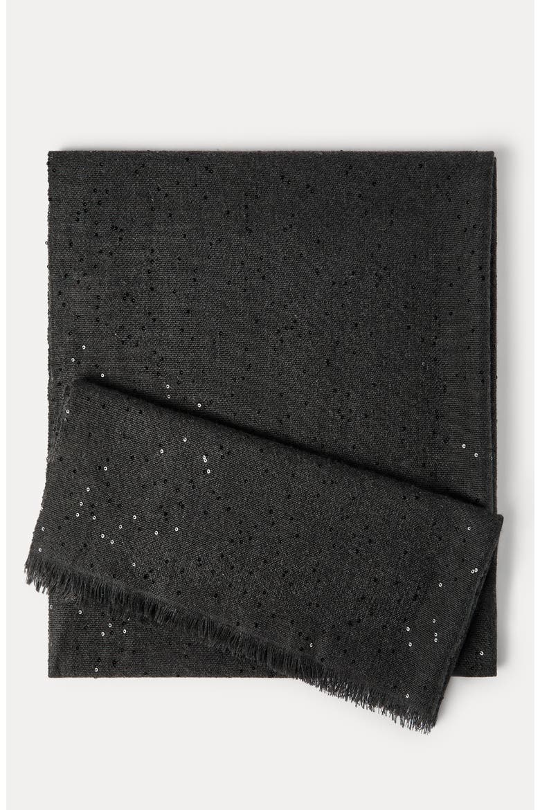 Cashmere and silk Diamond yarn scarf, Alternate, color, Lignite Grey