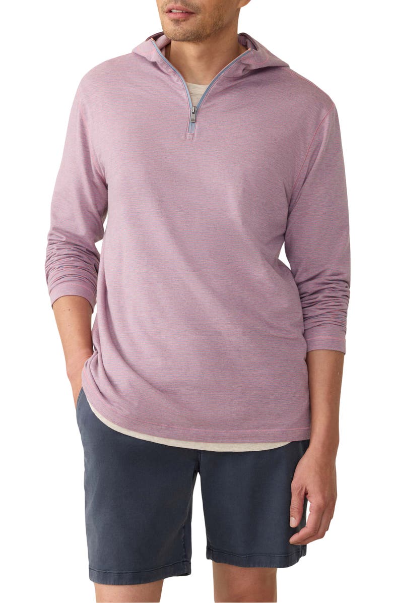 Faherty Movement Quarter Zip Hoodie, Main, color, Rose Creek Stripe