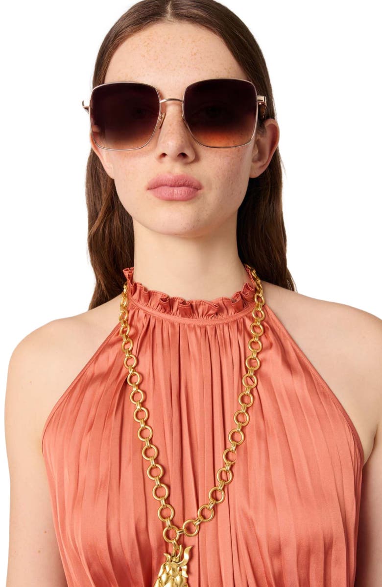 maje Sleeveless pleated top, Alternate, color, 