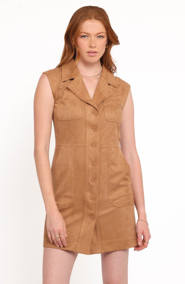 Petal & Pup Xoey Sleeveless Faux Suede Minidress, Alternate, color, Camel