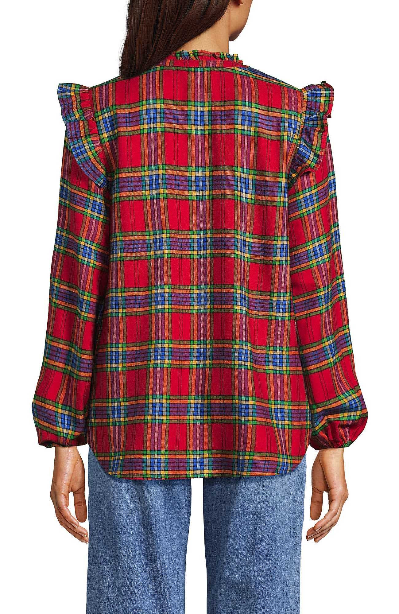 Ruffle Front Flannel Popover Blouse - image 4