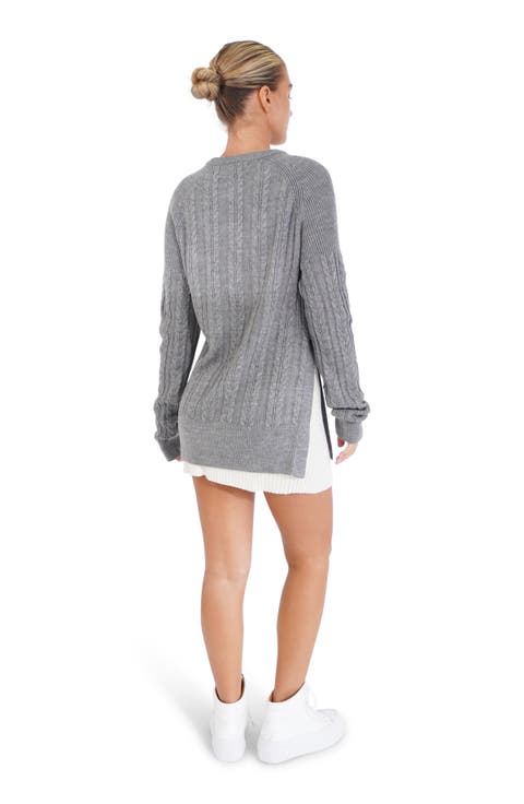 At Last Cable Knit Jumper with Slit