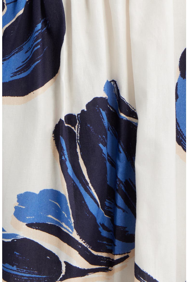 Floral Cotton Fit & Flare Midi Dress, Alternate, color, BLUE MULTI