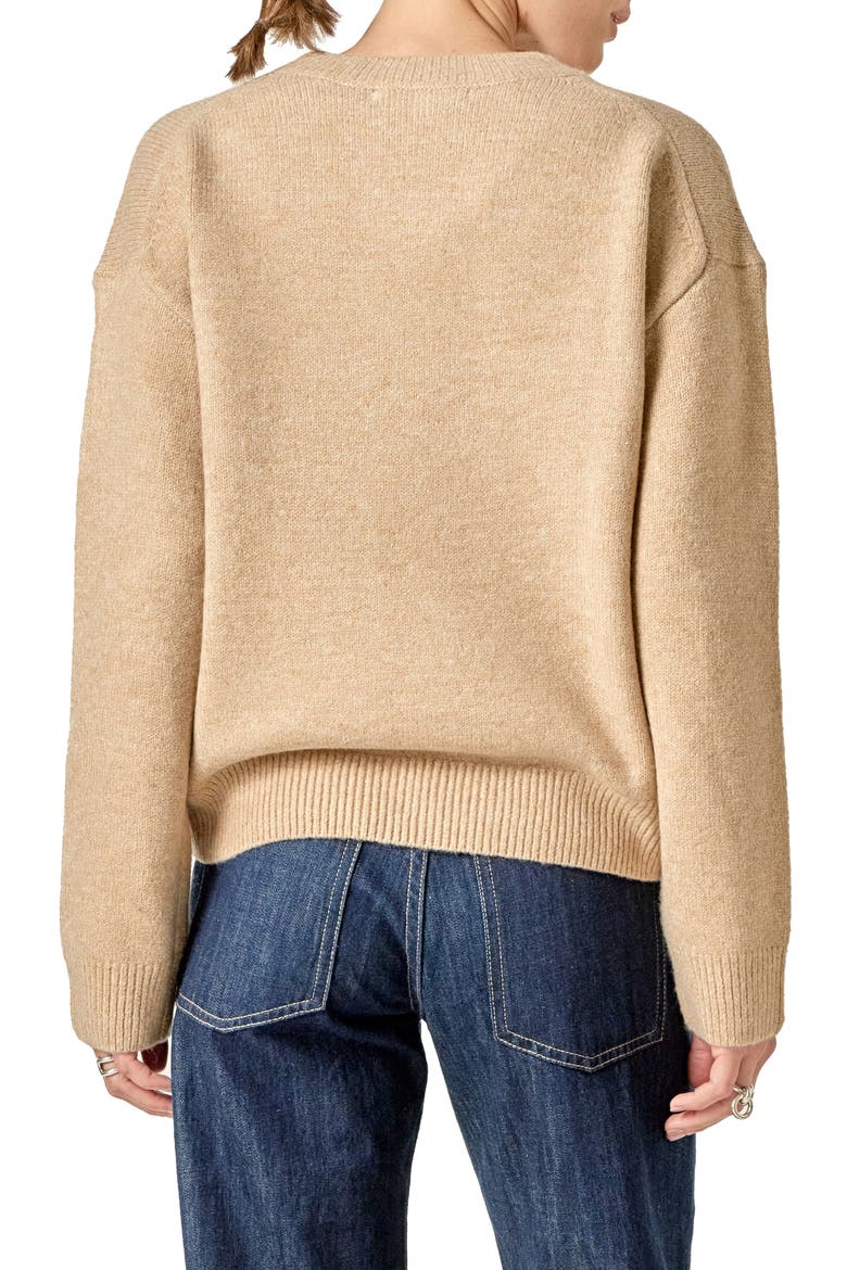 Lettering Sweater, Alternate, color, TAN/ WHITE