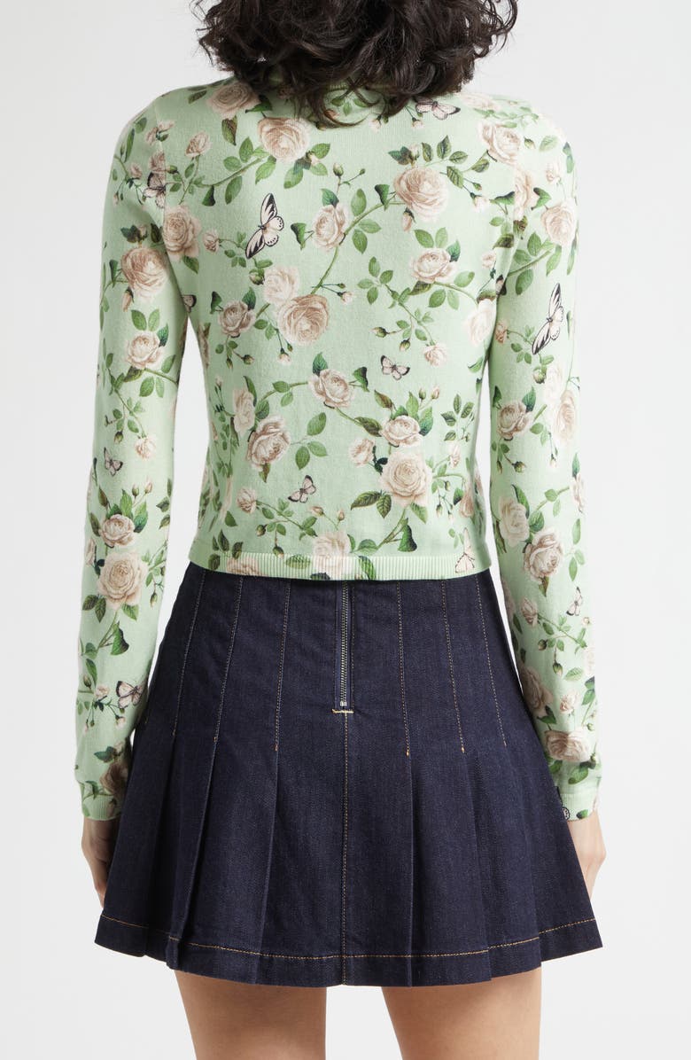 Alice + Olivia Carson Floral Cotton Blend Cardigan, Alternate, color, Garden Gossip Light Sage