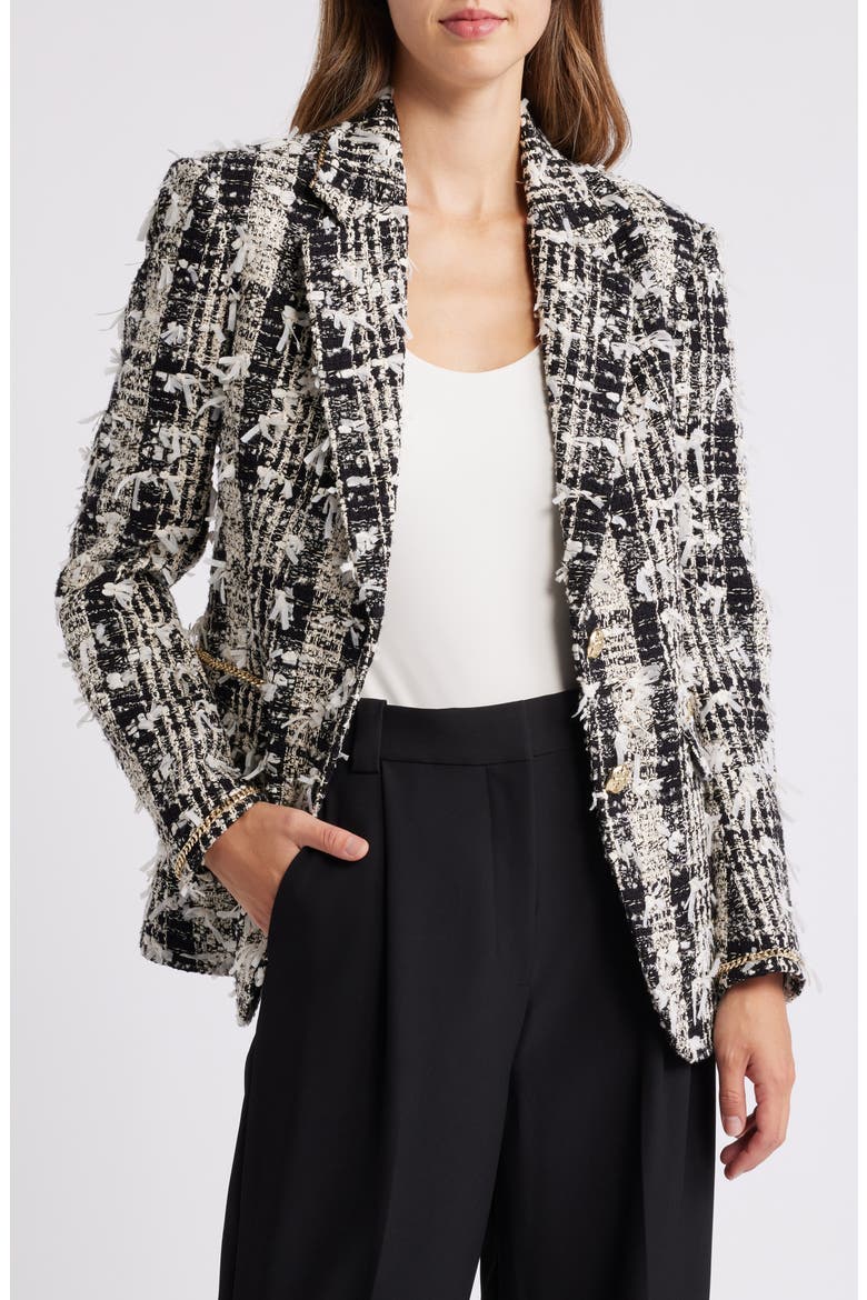 Georgia Tweed Jacket, Main, color, BLACK/ IVORY