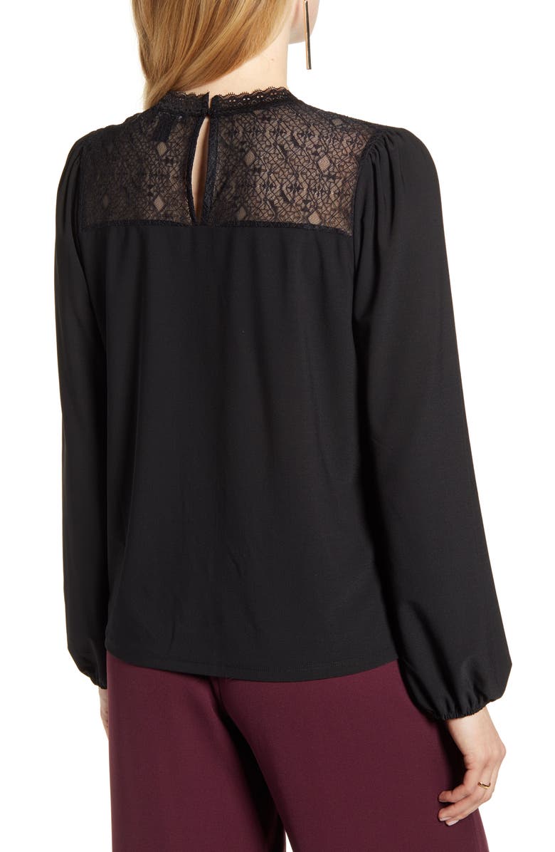 Halogen<sup>®</sup> Lace Yoke Knit Top, Alternate, color,