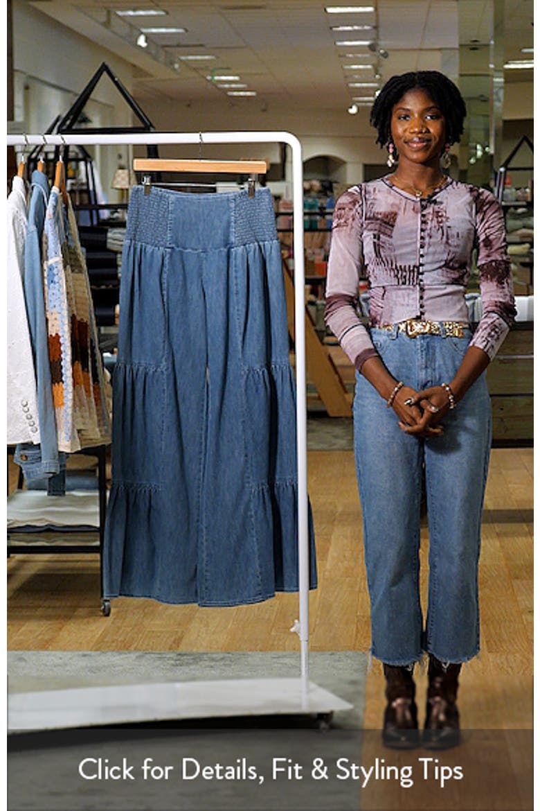 Smocked Wide Leg Chambray Pants video
